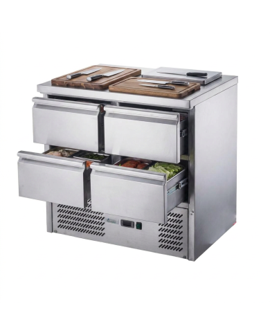 Mesa Fría De Preparación Acero Inoxidable 4 Cajones 220 Litros 90X70 C