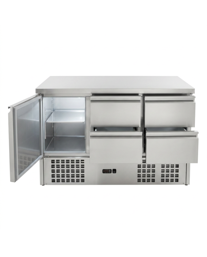 Mesa Fría De Preparación De 1 Puerta 4 Cajones De 135X70 Cm Estática C