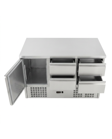 Mesa Fría De Preparación De 1 Puerta 4 Cajones De 135X70 Cm Estática C