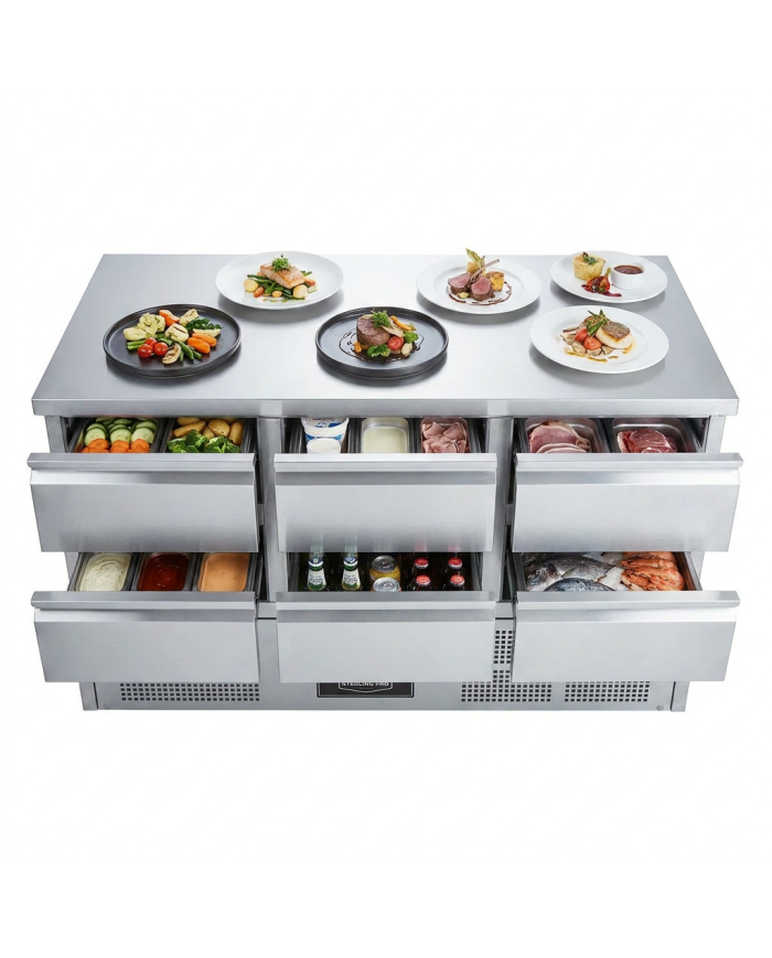 Mesa Fría De Preparación De 6 Cajones De 135X70 Cm Estática Romux ROM