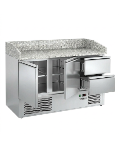 Mesa Pizzera Refrigerada 2 Puertas Y 2 Cajones Marmol Romux ROMUX | H