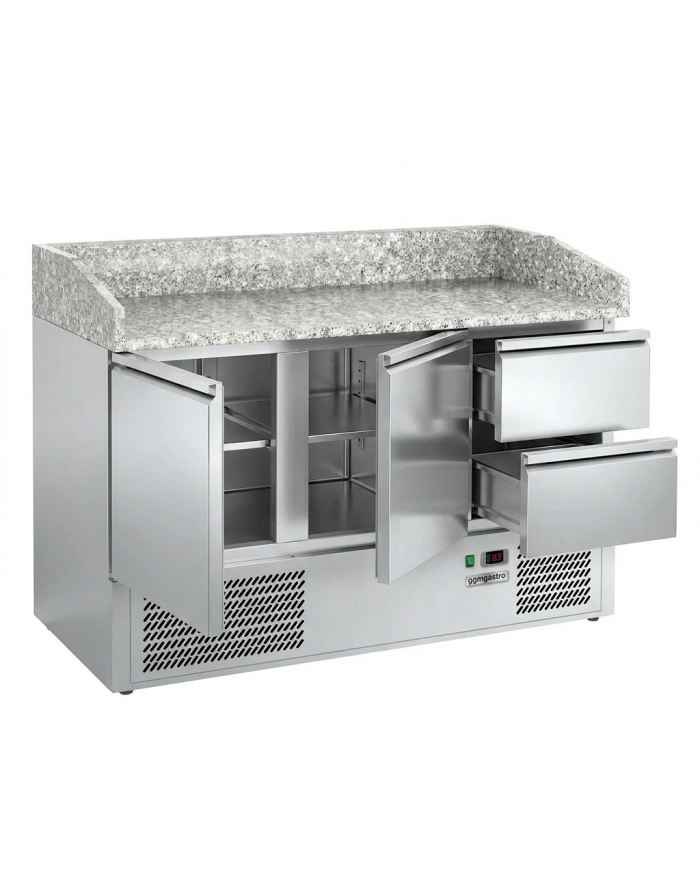 Mesa Pizzera Refrigerada 2 Puertas Y 2 Cajones Marmol Cleiton CLEITON