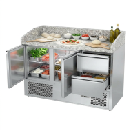 Mesa Pizzera Refrigerada 2 Puertas Y 2 Cajones Marmol Cleiton CLEITON
