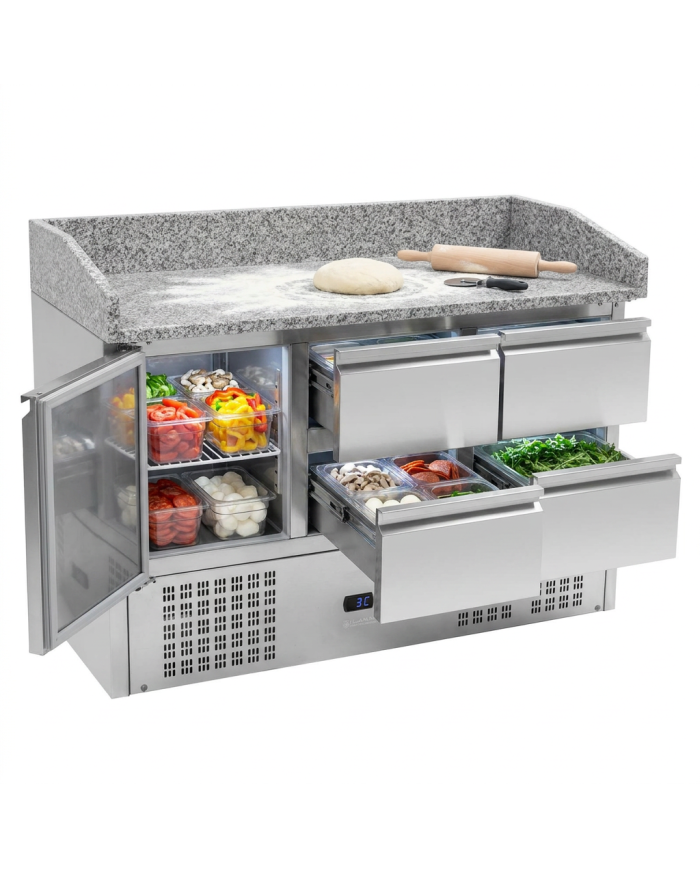 Mesa Pizzera Refrigerada 1 Puerta Y 4 Cajones Marmol Romux ROMUX | Ho