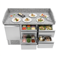 Mesa Pizzera Refrigerada 1 Puerta Y 4 Cajones Marmol Romux ROMUX | Ho