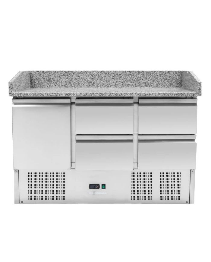 Mesa Pizzera Refrigerada 1 Puerta Y 4 Cajones Marmol Cleiton CLEITON