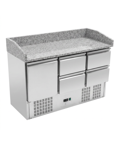 Mesa Pizzera Refrigerada 1 Puerta Y 4 Cajones Marmol Cleiton CLEITON
