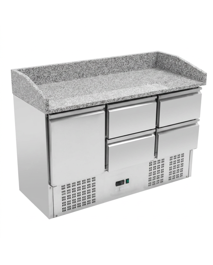 Mesa Pizzera Refrigerada 1 Puerta Y 4 Cajones Marmol Cleiton CLEITON