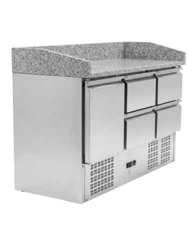 Mesa Pizzera Refrigerada 1 Puerta Y 4 Cajones Marmol Cleiton CLEITON