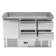 Mesa Pizzera Refrigerada 1 Puerta Y 4 Cajones Marmol Cleiton CLEITON
