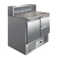 Mesa Fría De Preparación Acero Inoxidable 1 Puerta 2 Cajones 220 Litro