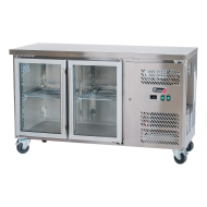 Bajo Mostrador Refrigerado Acero Inoxidable 282 Litros 2 Puertas de Cristal 136x70 cm Ventilado Cleiton