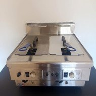 20. Freidora Industrial a Gas Butano de 14+14 Litros Doble Sobremesa con Minisit (CC-133) ®Romux