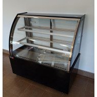 45. Vitrina Pastelera Expositora Refrigerada de Suelo 2 Estantes con Cristal Curvo Negra 450 Litros Ventilada (FR-158) ®Romux