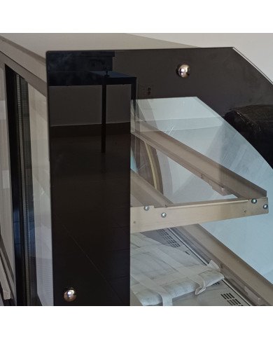 45. Vitrina Pastelera Expositora Refrigerada de Suelo 2 Estantes con Cristal Curvo Negra 450 Litros Ventilada (FR-158) ®Romux