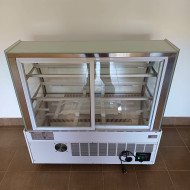 46. Vitrina Pastelera Expositora Refrigerada de Suelo 2 Estantes con Cristal Curvo Blanca 450 Litros Ventilada (FR-154)