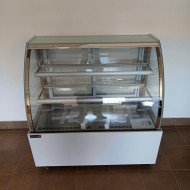 46. Vitrina Pastelera Expositora Refrigerada de Suelo 2 Estantes con Cristal Curvo Blanca 450 Litros Ventilada (FR-154)