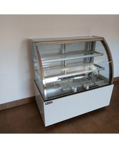 46. Vitrina Pastelera Expositora Refrigerada de Suelo 2 Estantes con Cristal Curvo Blanca 450 Litros Ventilada (FR-154)