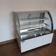 46. Vitrina Pastelera Expositora Refrigerada de Suelo 2 Estantes con Cristal Curvo Blanca 450 Litros Ventilada (FR-154)