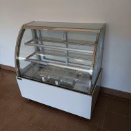 46. Vitrina Pastelera Expositora Refrigerada de Suelo 2 Estantes con Cristal Curvo Blanca 450 Litros Ventilada (FR-154)