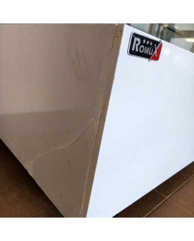 46. Vitrina Pastelera Expositora Refrigerada de Suelo 2 Estantes con Cristal Curvo Blanca 450 Litros Ventilada (FR-154)