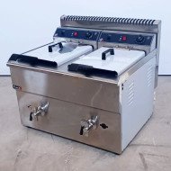22. Freidora Industrial a Gas Butano de 18+18 Litros Doble Sobremesa (CC-119) ®Romux