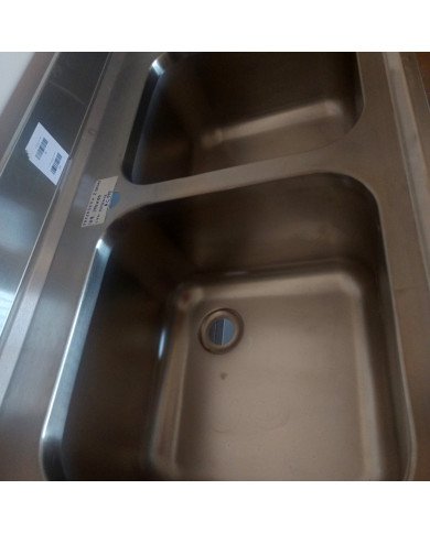 48. Fregadero con 2 Senos Escurridor Derecha con Estante 1400x600x850 mm Desmontable (AC-199)