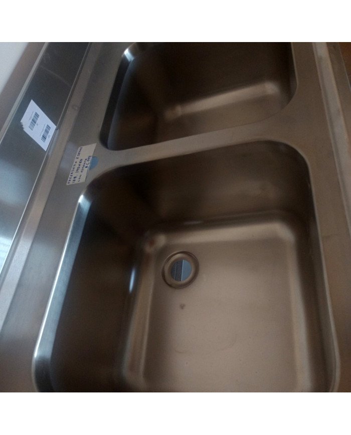 48. Fregadero con 2 Senos Escurridor Derecha con Estante 1400x600x850 mm Desmontable (AC-199)