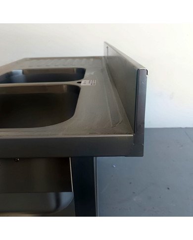 52. Fregadero con 2 Senos y Escurridor Izquierda con Estante 1400x600x850 mm Desmontable (AC-187)