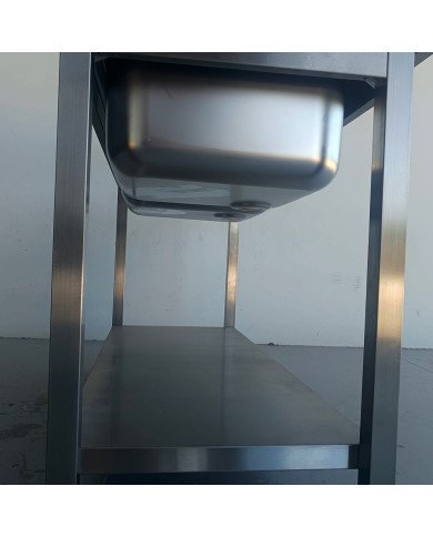 52. Fregadero con 2 Senos y Escurridor Izquierda con Estante 1400x600x850 mm Desmontable (AC-187)