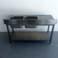 52. Fregadero con 2 Senos y Escurridor Izquierda con Estante 1400x600x850 mm Desmontable (AC-187)