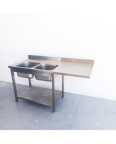 53. Fregadero 2 Senos para Lavavajillas Escurridor Derecha 1600x700x900 mm Desmontable (AC-209)