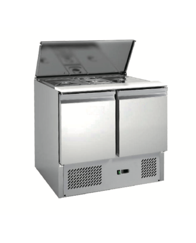 Mesa Fria de Preparacion 2 Puertas de 90x70 cm con Encimera de Poliuterano ®Romux