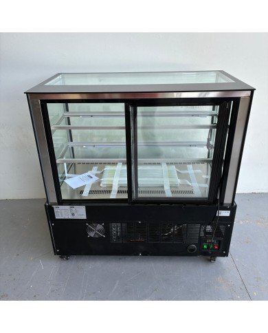 98. Vitrina Pastelera Expositora Refrigerada Cuadrada de Sobremesa 2 Estantes Negra 470 Litros Ventilada (FR-166)
