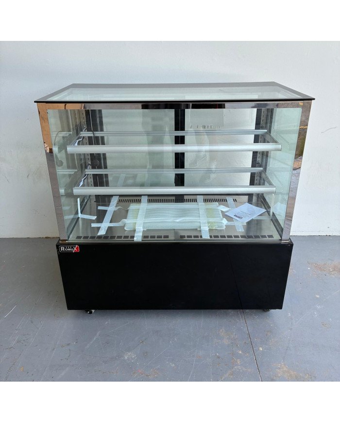 98. Vitrina Pastelera Expositora Refrigerada Cuadrada de Sobremesa 2 Estantes Negra 470 Litros Ventilada (FR-166)