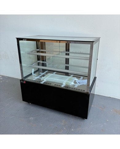 98. Vitrina Pastelera Expositora Refrigerada Cuadrada de Sobremesa 2 Estantes Negra 470 Litros Ventilada (FR-166)