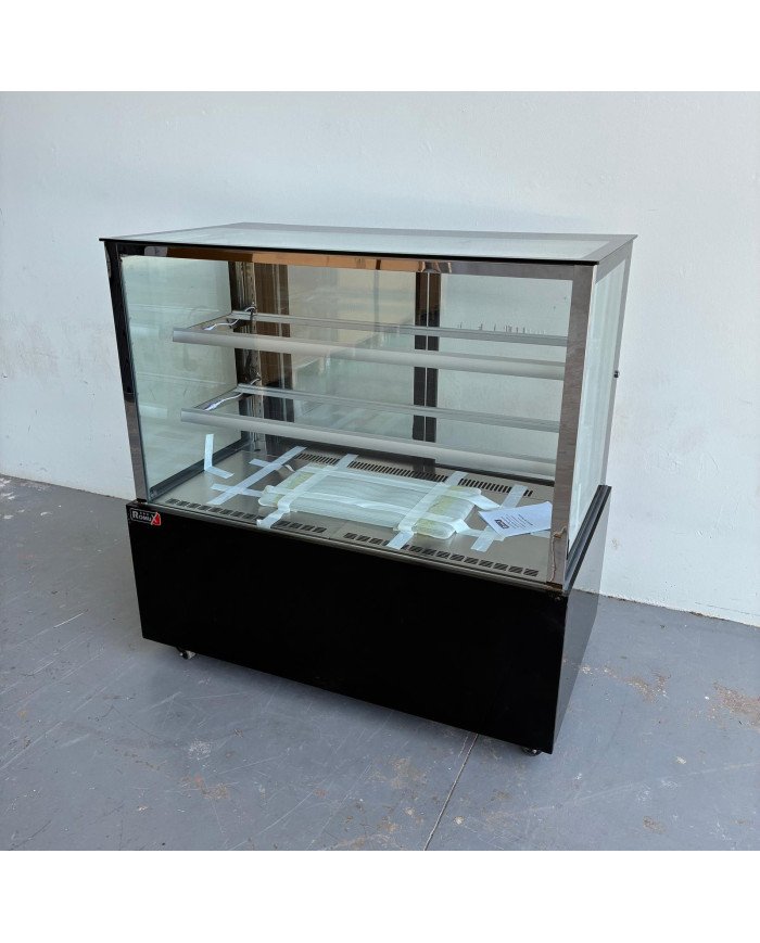 98. Vitrina Pastelera Expositora Refrigerada Cuadrada de Sobremesa 2 Estantes Negra 470 Litros Ventilada (FR-166)