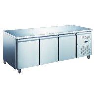 Mesa Fria de Preparacion Acero Inoxidable 3 Puertas 417 Litros 180x70 cm Clase A Ventilada Romux | Hosteleria