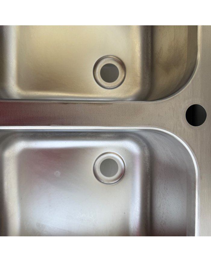 145. Fregadero con 2 Senos Escurridor Izquierda con Estante 1600x600x850 mm Desmontable (AC-188)