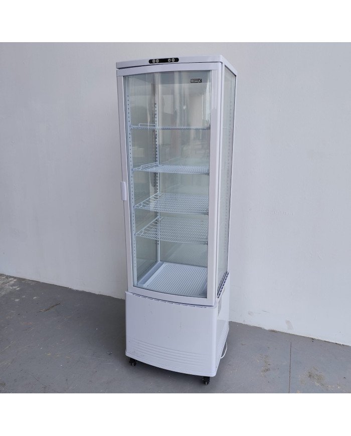 88. Vitrina Pastelera Expositora Refrigerada Vertical de Suelo 4 Estantes con 1 Puerta Blanca 230 Litros Ventilada (FR-138)