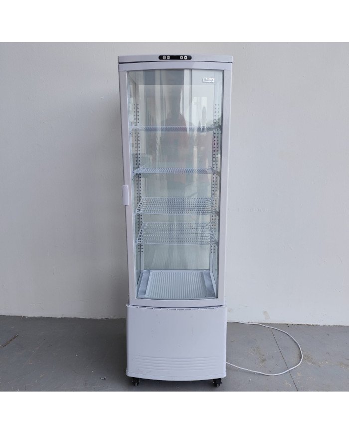 88. Vitrina Pastelera Expositora Refrigerada Vertical de Suelo 4 Estantes con 1 Puerta Blanca 230 Litros Ventilada (FR-138)