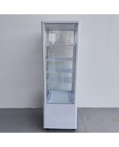 88. Vitrina Pastelera Expositora Refrigerada Vertical de Suelo 4 Estantes con 1 Puerta Blanca 230 Litros Ventilada (FR-138)