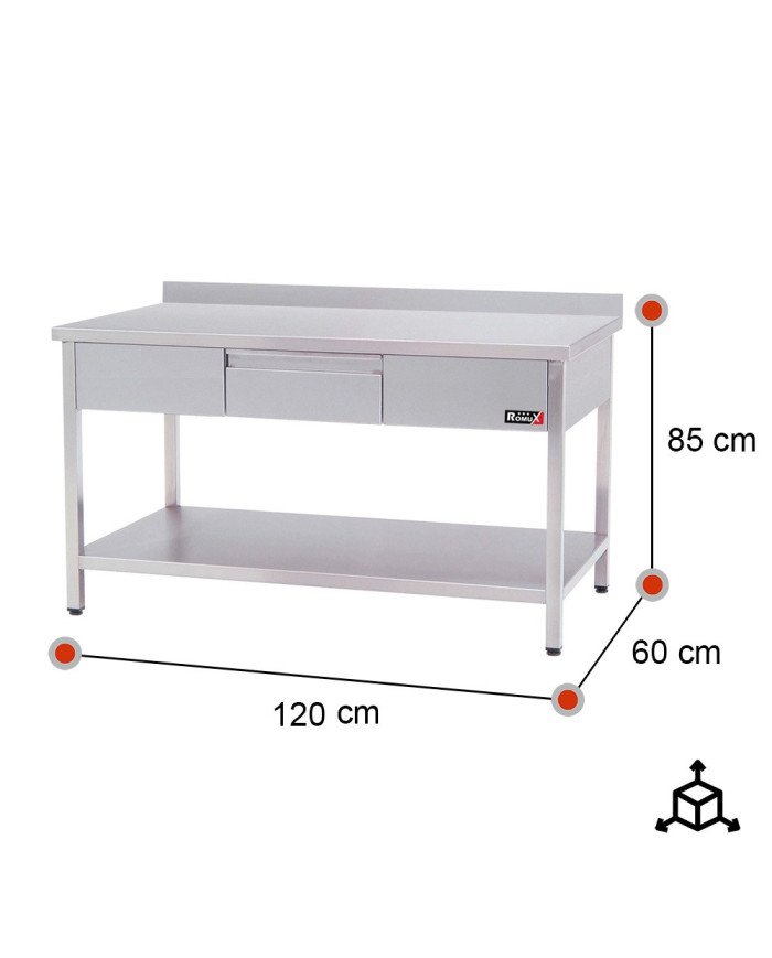 Mesa De Trabajo Mural Con 1 Cajón De Acero Inoxidable Para Hosteleria