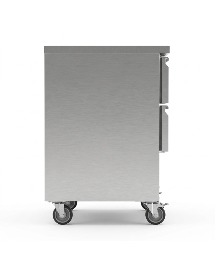 Mesa Fría De Preparación Acero Inoxidable 1 Puerta 2 Cajones 220 Litro
