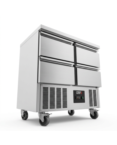 Mesa Fría De Preparación Acero Inoxidable 4 Cajones 220 Litros 90X70 C