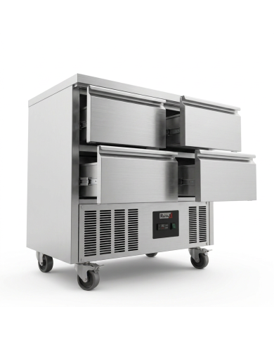 Mesa Fría De Preparación Acero Inoxidable 4 Cajones 220 Litros 90X70 C
