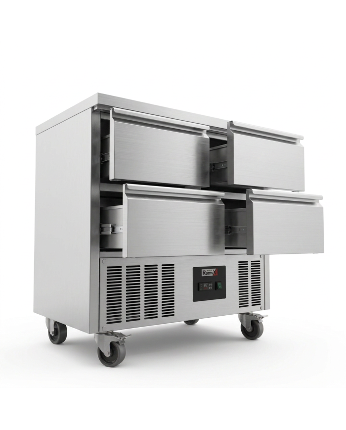 Mesa Fría De Preparación Acero Inoxidable 4 Cajones 220 Litros 90X70 C