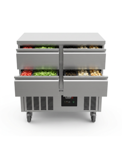 Mesa Fría De Preparación Acero Inoxidable 4 Cajones 220 Litros 90X70 C
