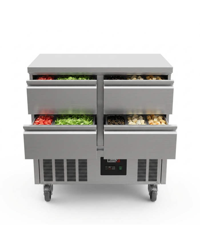 Mesa Fría De Preparación Acero Inoxidable 4 Cajones 220 Litros 90X70 C