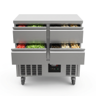 Mesa Fría De Preparación Acero Inoxidable 4 Cajones 220 Litros 90X70 C